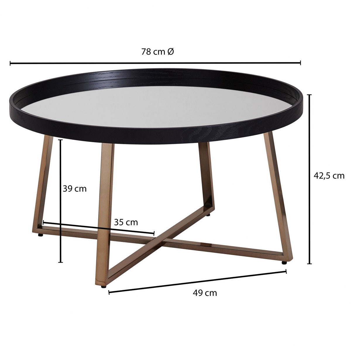 Wohnling Design Couchtisch, Rund, 78 cm, Dunkel-Gold Bild 2