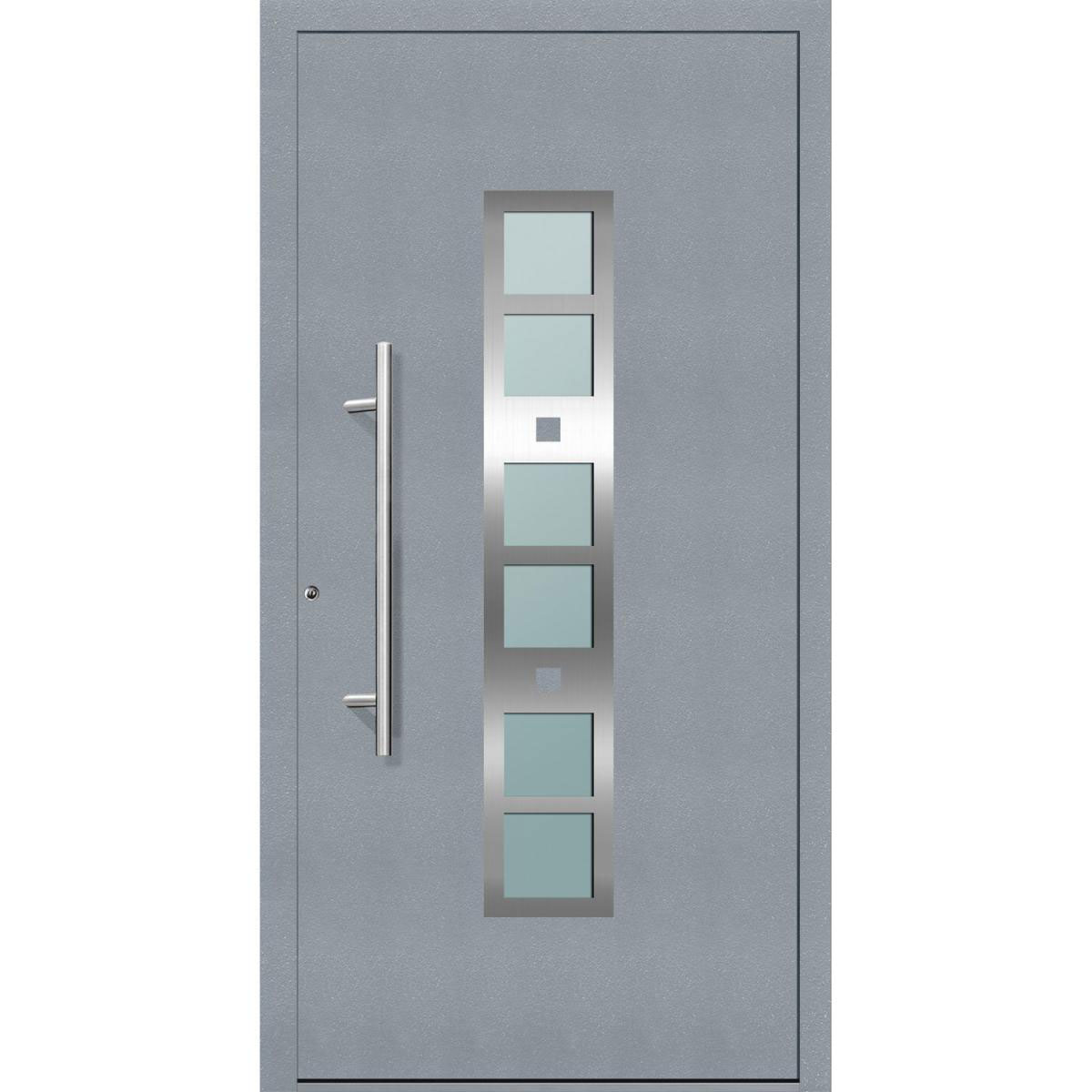 Aluminium Sicherheits-Haustür Pisa Exklusiv 75 mm grau 100 x 210 cm Anschlag links inkl Griffset