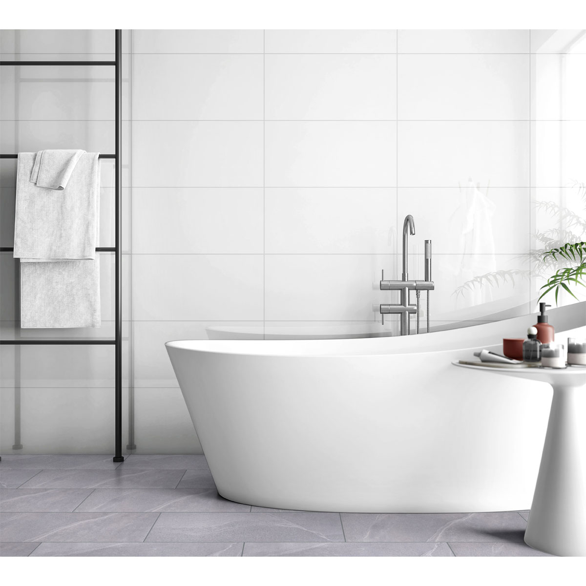 Wandfliese weiß matt 30 x 60 x 0,75 cm Bild 2