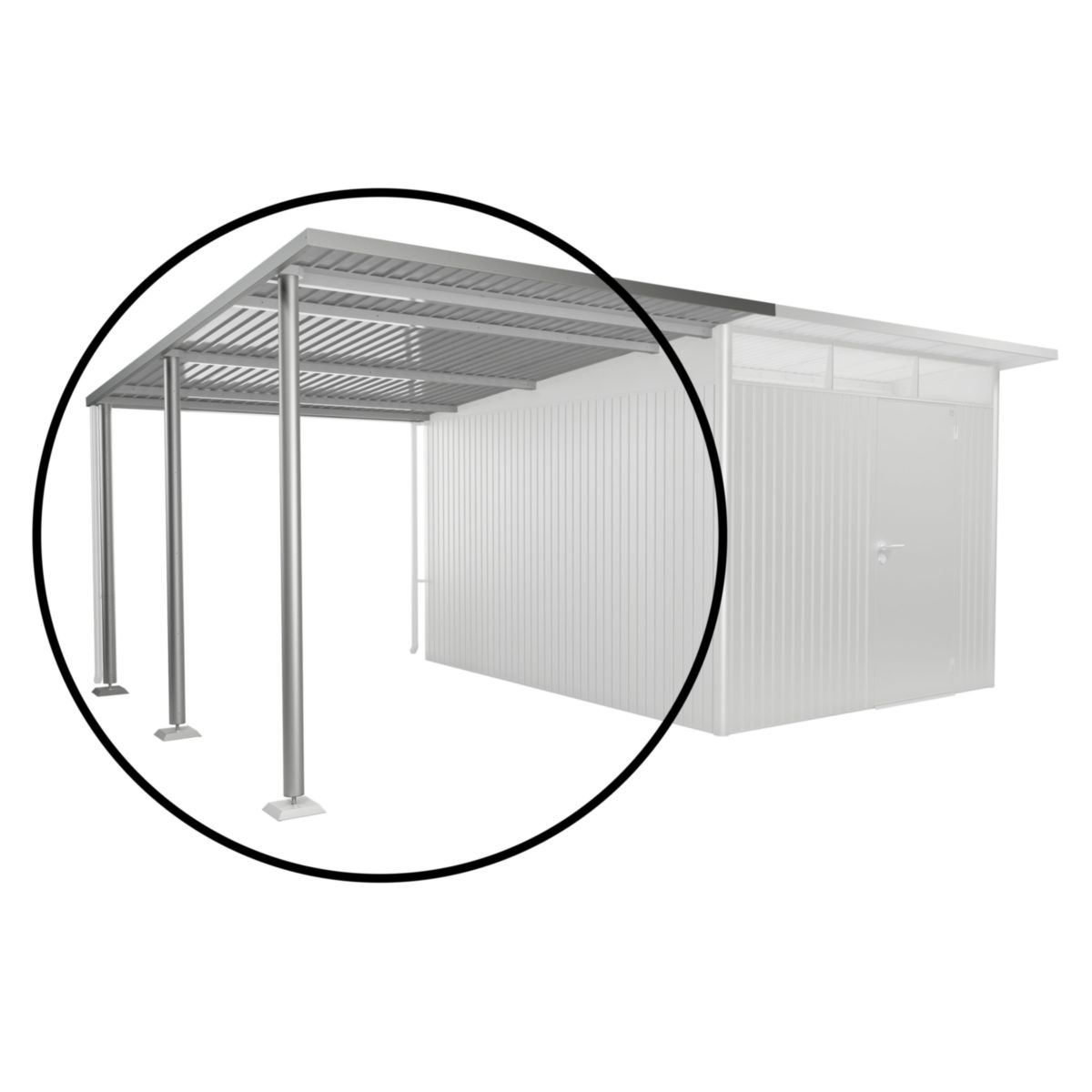 Biohort Seitendach GHA A4/A8 Gr. L 243 x 340 x 218 cm silber-metallic