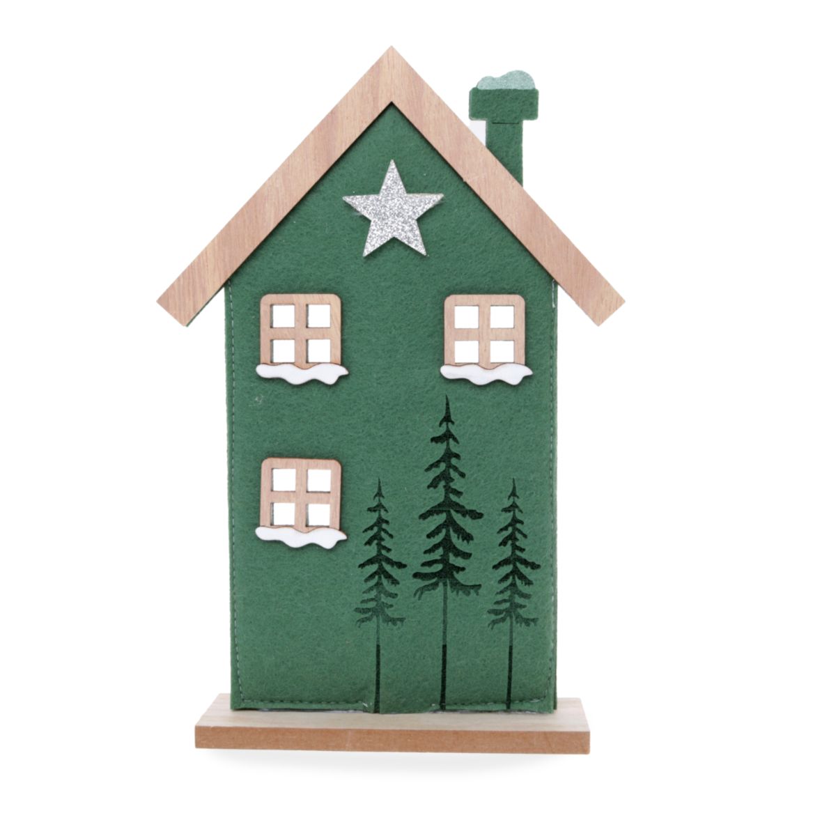 Deko Haus auf Stand 27cm Holz grün braun