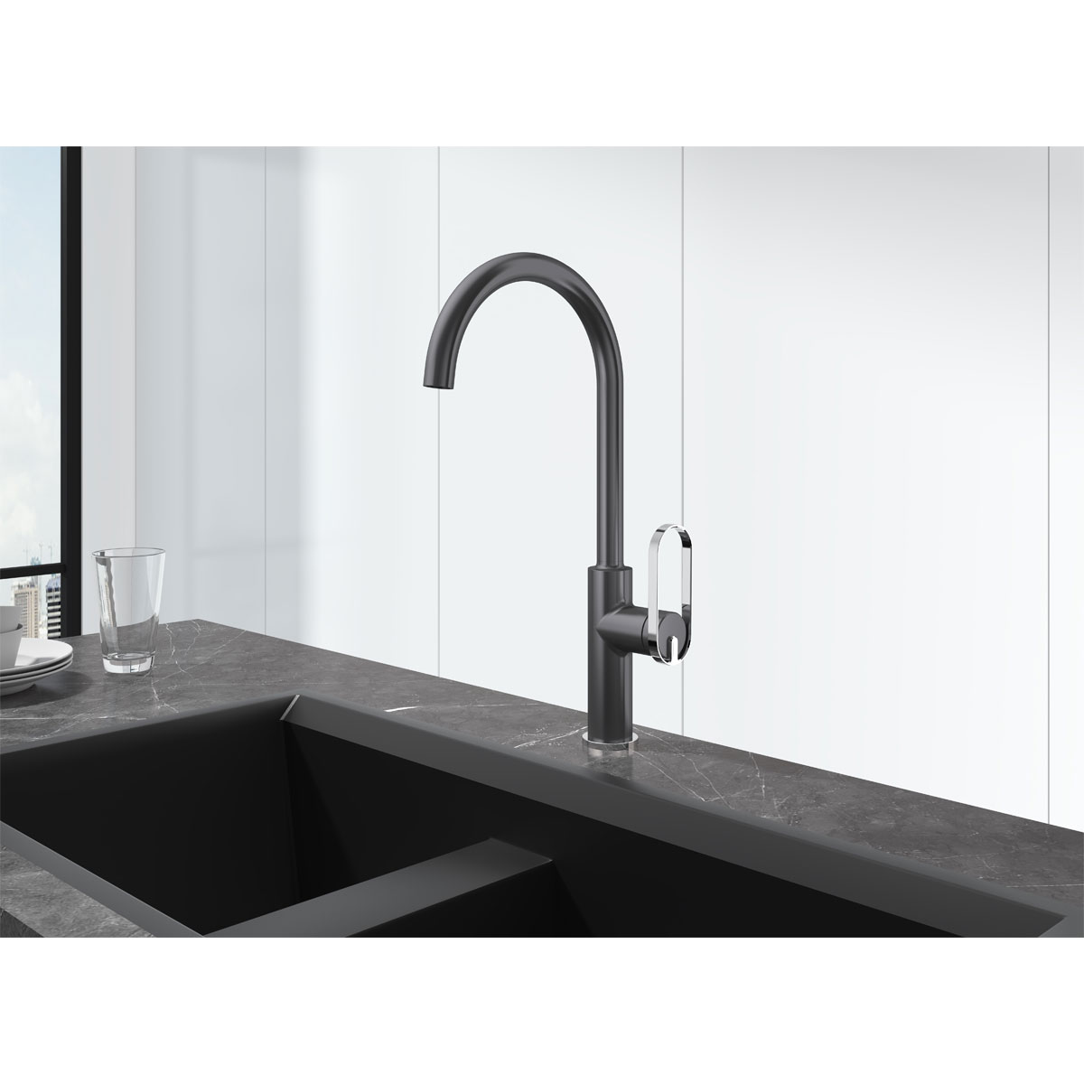 Valblue Spültischarmatur Milano chrom schwarz Bild 2