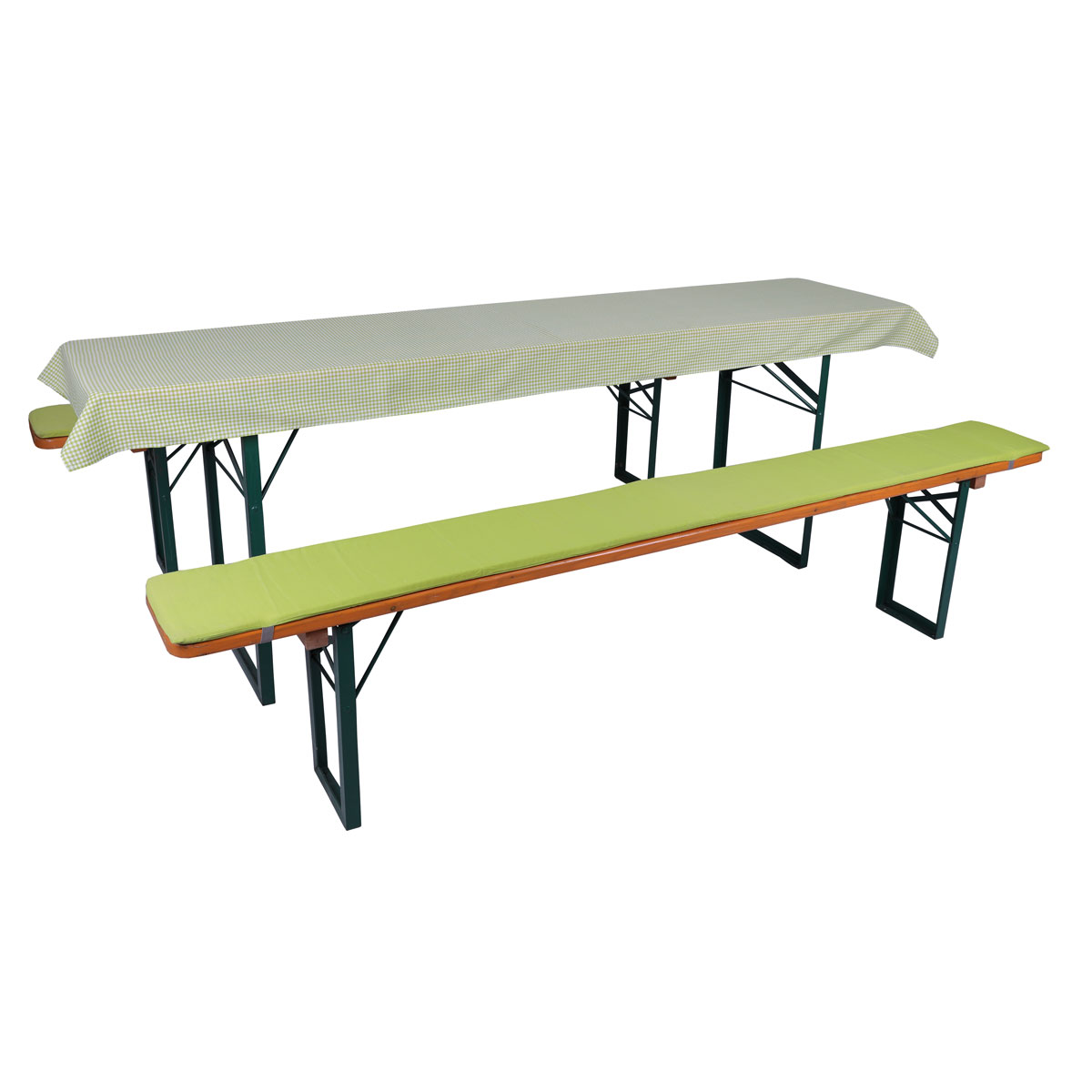 Auflagenset 3-teilig 220 x 25 x 2 cm grün für Festzeltgarnitur 50er Tisch