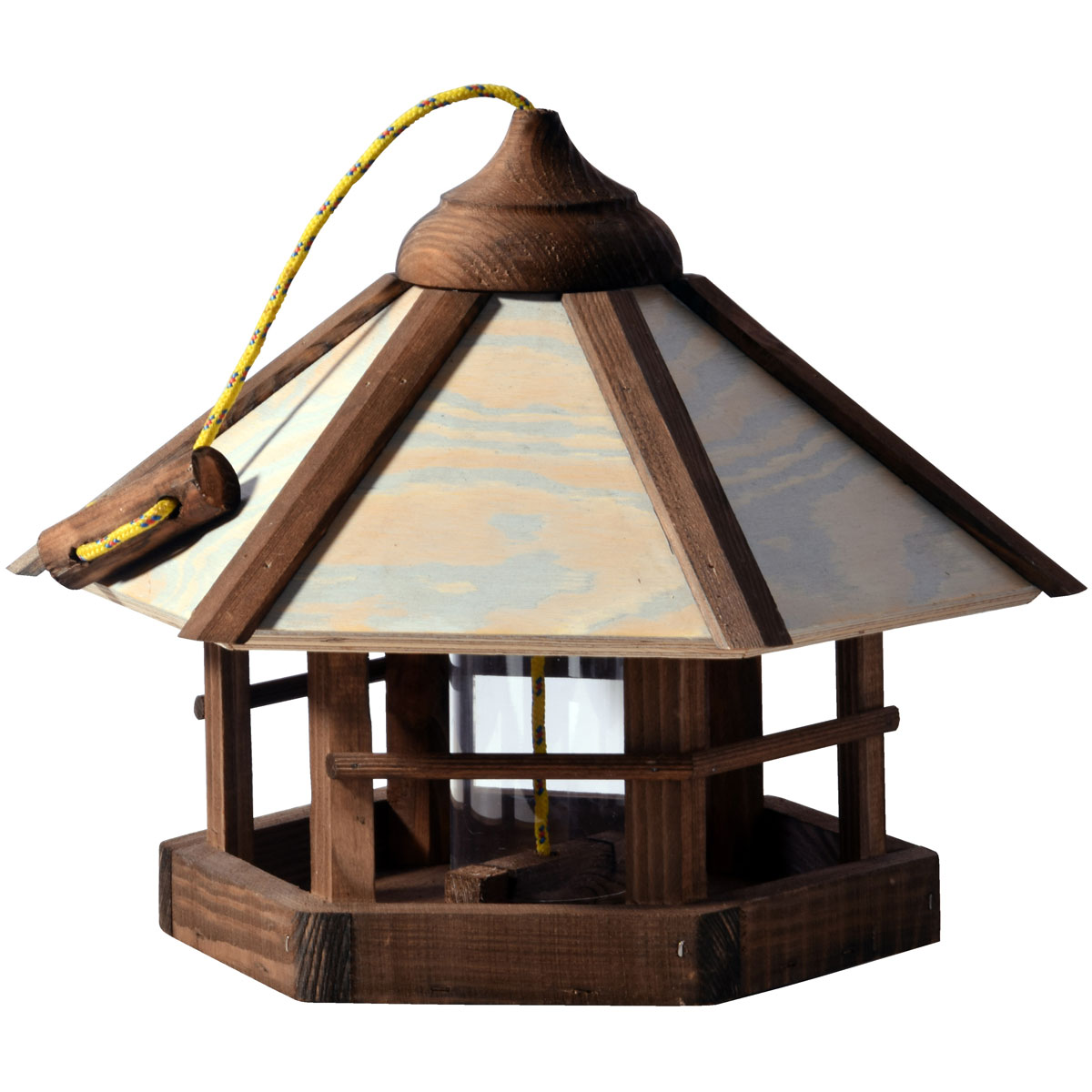 Vogelfutterhaus Camouflage zum Aufhängen 35 x 35 x 29 cm Kiefer Dunkelbraun Bild 1