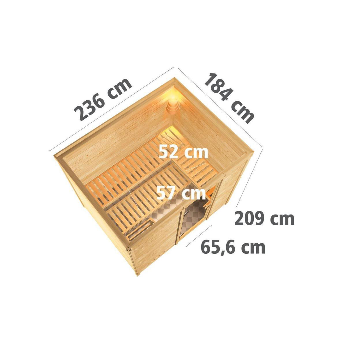 Karibu Sauna Sonara Fronteinstieg 9 kW Ofen Bio externe Strg Tür graphit ohne Kranz Bild 3