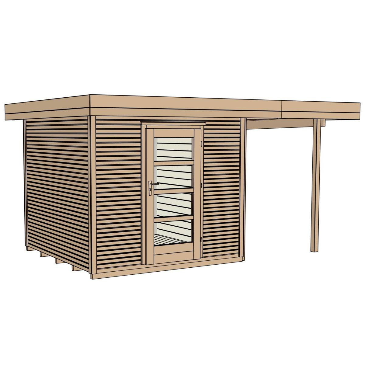 Weka Designhaus Line 172 A mit Anbau 150 cm 424 x 316 x 226 cm grau Bild 3