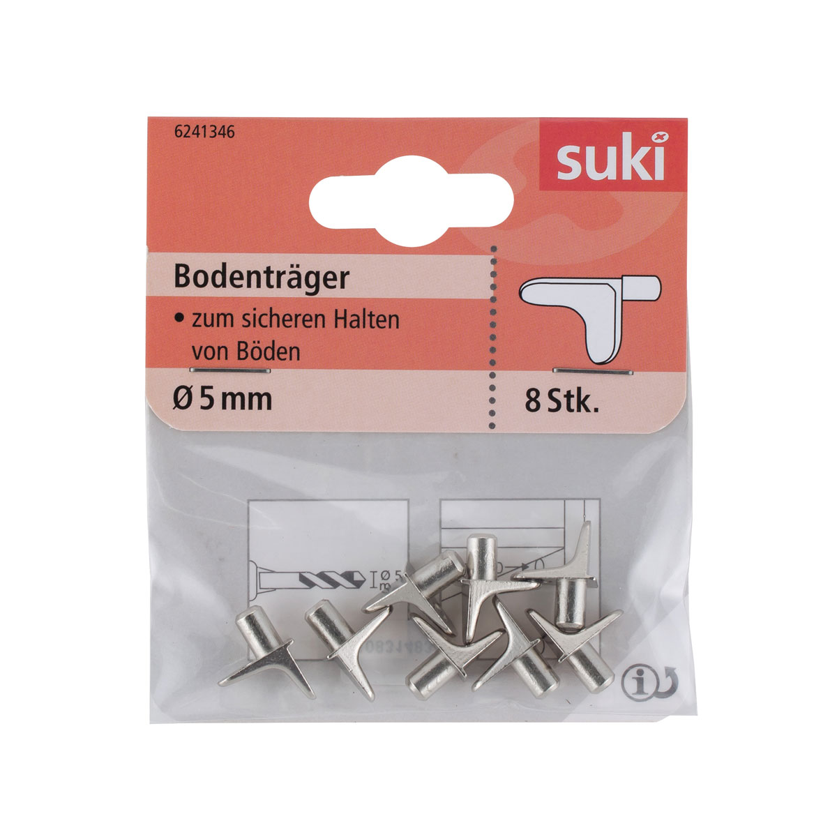 Suki Bodenträger Stahl Durchmesser 0,5 x 0,8 cm vernickelt 8 Stück Bild 1