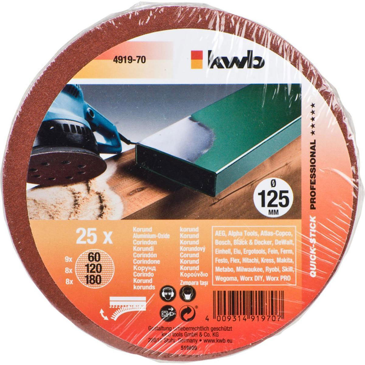 kwb  Schleifscheiben Quick-Stick Holz und Metall Durchmesser 125 mm Bild 2
