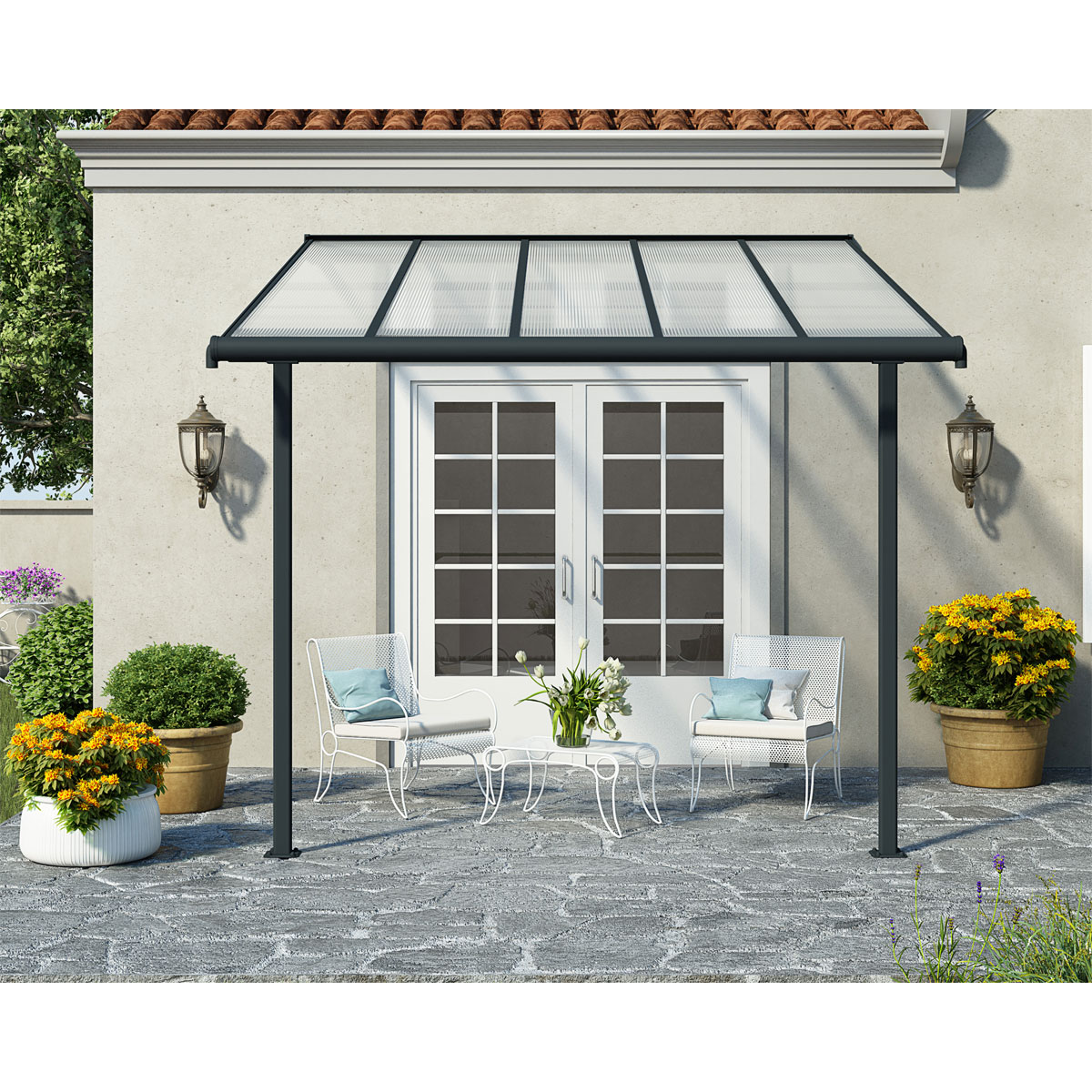 Palram Canopia Sierra Alu Terrassenüberdachung Polycarbonat 3x3 m grau