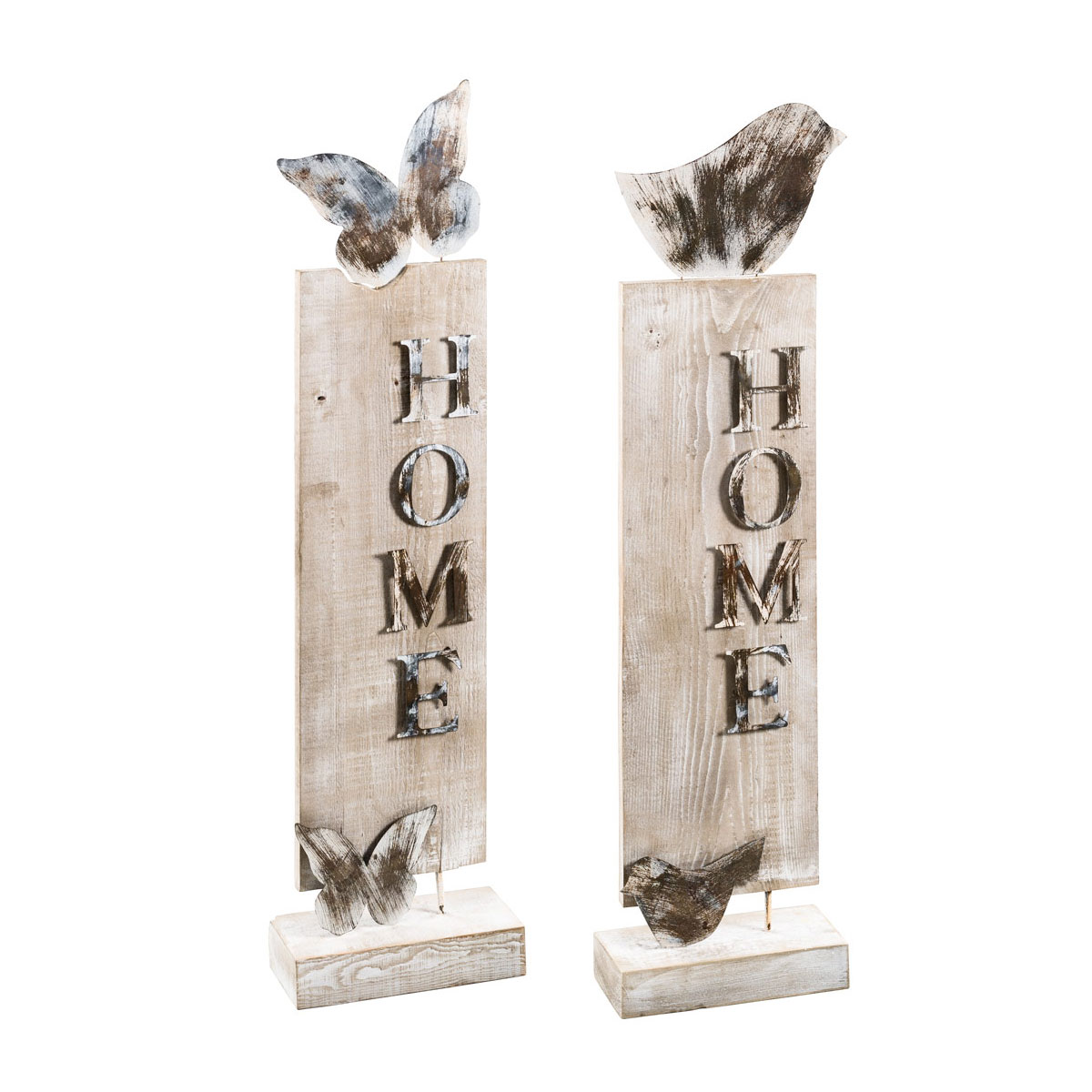 Kunstgewerbe Gehlmann Holzaufsteller Home grau 2 Designs 28 x 13 x 109 cm