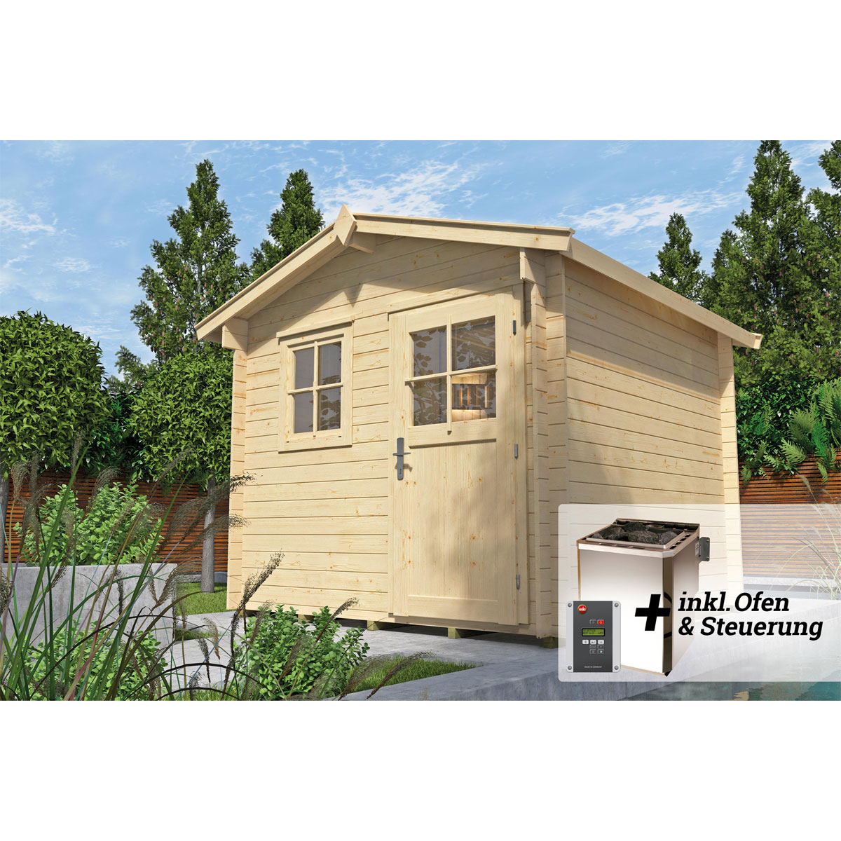 Weka  Massivholzsauna 536 HT Größe 1 BioS 45 mm mit Bio-Saunaofen 7,5 kW Bild 3