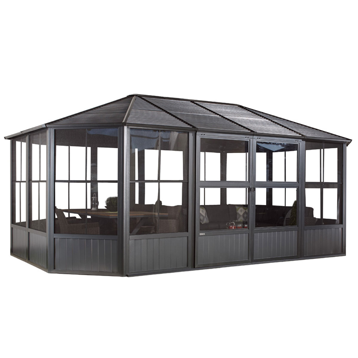 Sojag Pavillon Kaltwintergarten Charleston 1218 383,6x593,6x280,89cm Anthrazit Bild 1