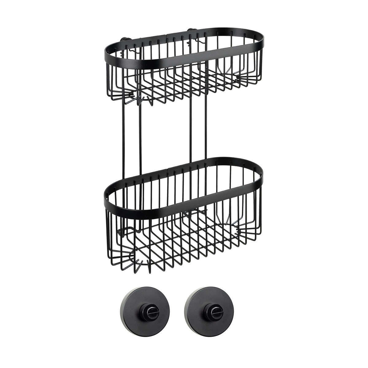 Wenko  Wandregal 2 Etagen Classic Plus Black mit Vacuum-Loc Adapter Befestigen ohne bohren Bild 1