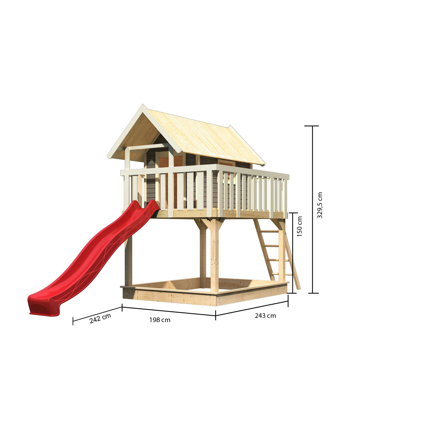 Karibu Fidel und Rutsche terragrau Rutsche rot Bild 2