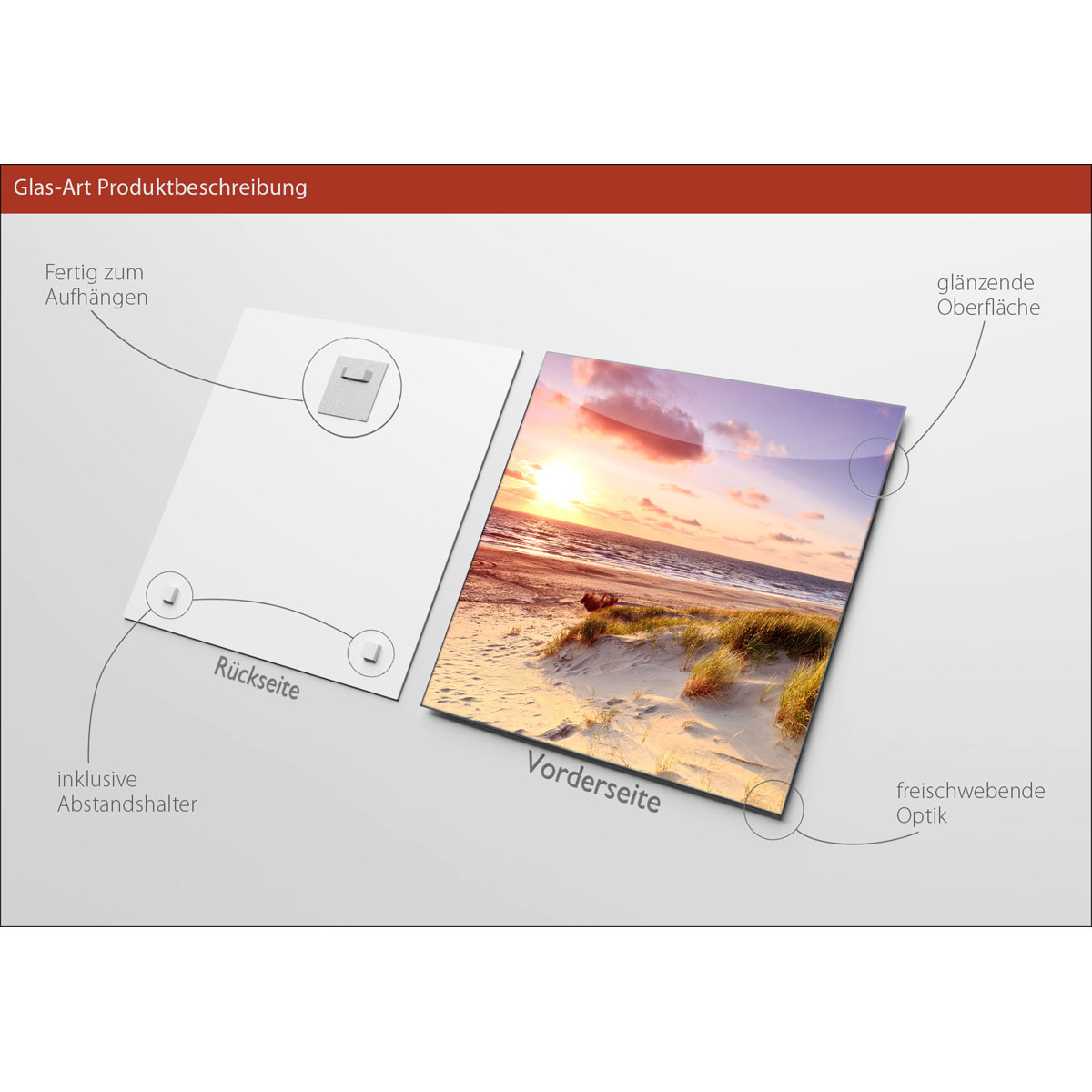 Glas-Art Sea Harmony 20 x 20 Glasbild Bild 3