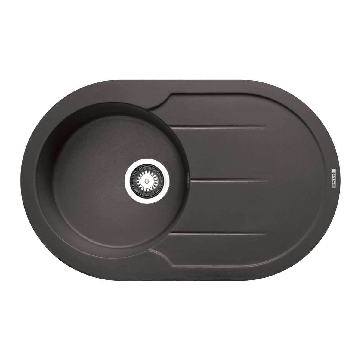 Pyramis  Einbauspuele ALAZIA ROUND 78 x 49 cm 1B 1D Carbon