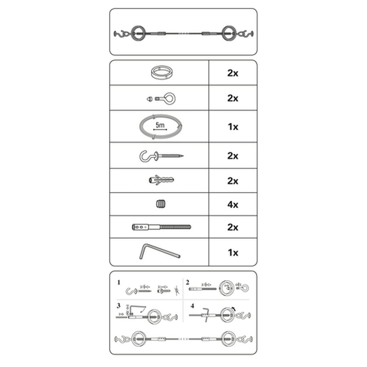Gardinia Stahlseil Ring 500 cm chrom Bild 3