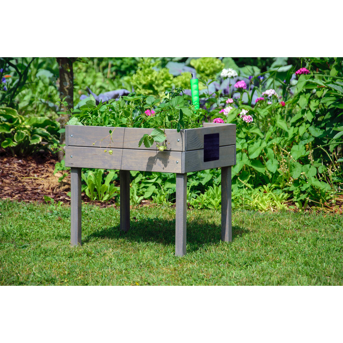 dobar Kinderhochbeet mit Kreidetafel 50 x 45 x 40 cm grau Bild 4