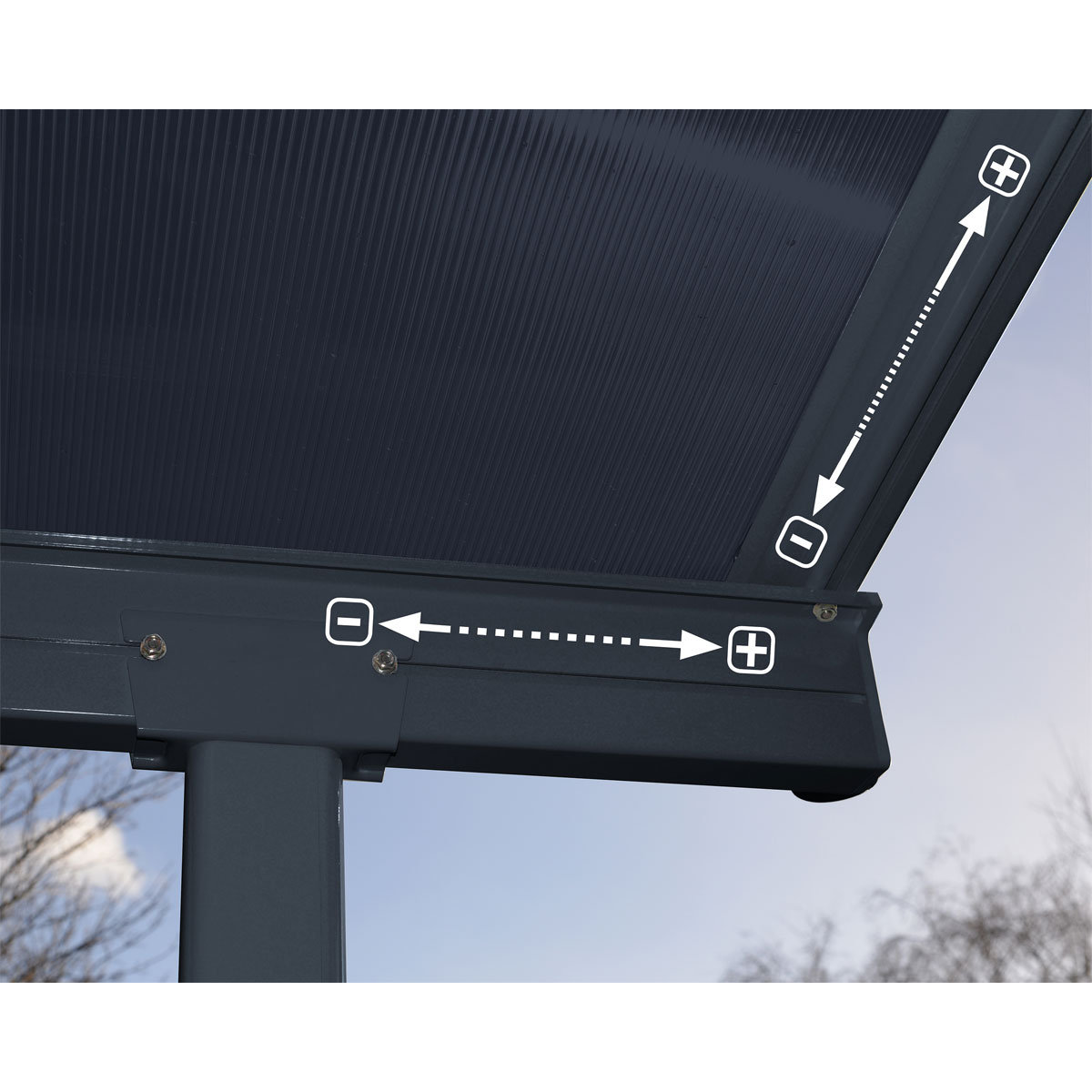 Palram Canopia Capri Alu Terrassenüberdachung Polycarbonat 3x8,6 m grau Bild 4