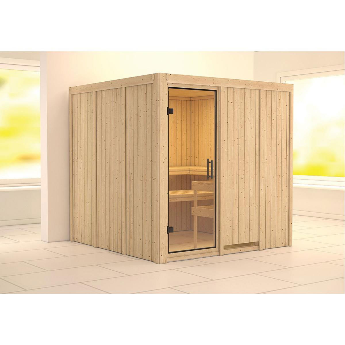 Karibu Sauna Rodin Fronteinstieg ohne Ofen kein Kranz Klarglas-Tür Bild 5