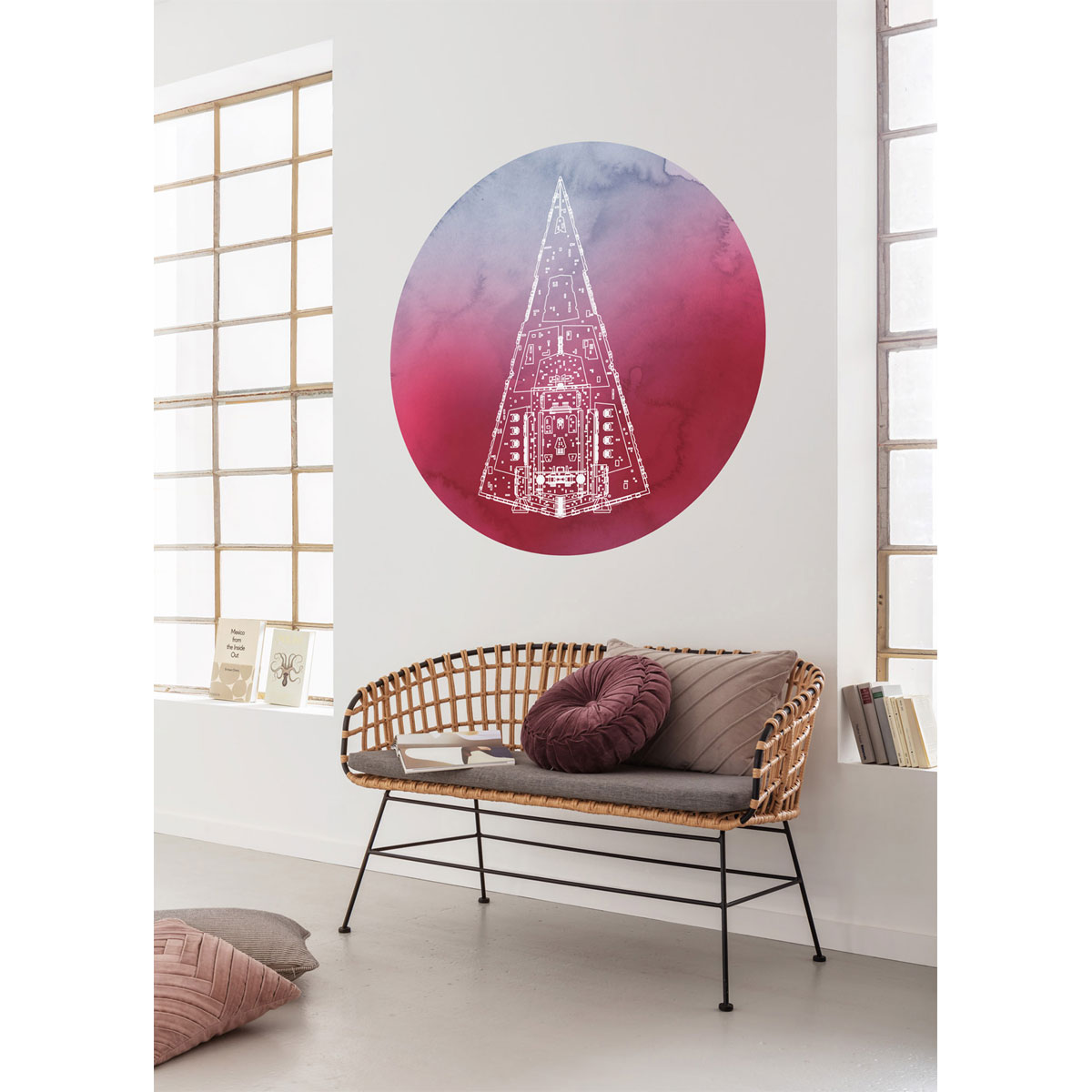 Komar  Selbstklebende Vlies Fototapete rund Star Wars Star Destroyer Durchmesser 125 cm