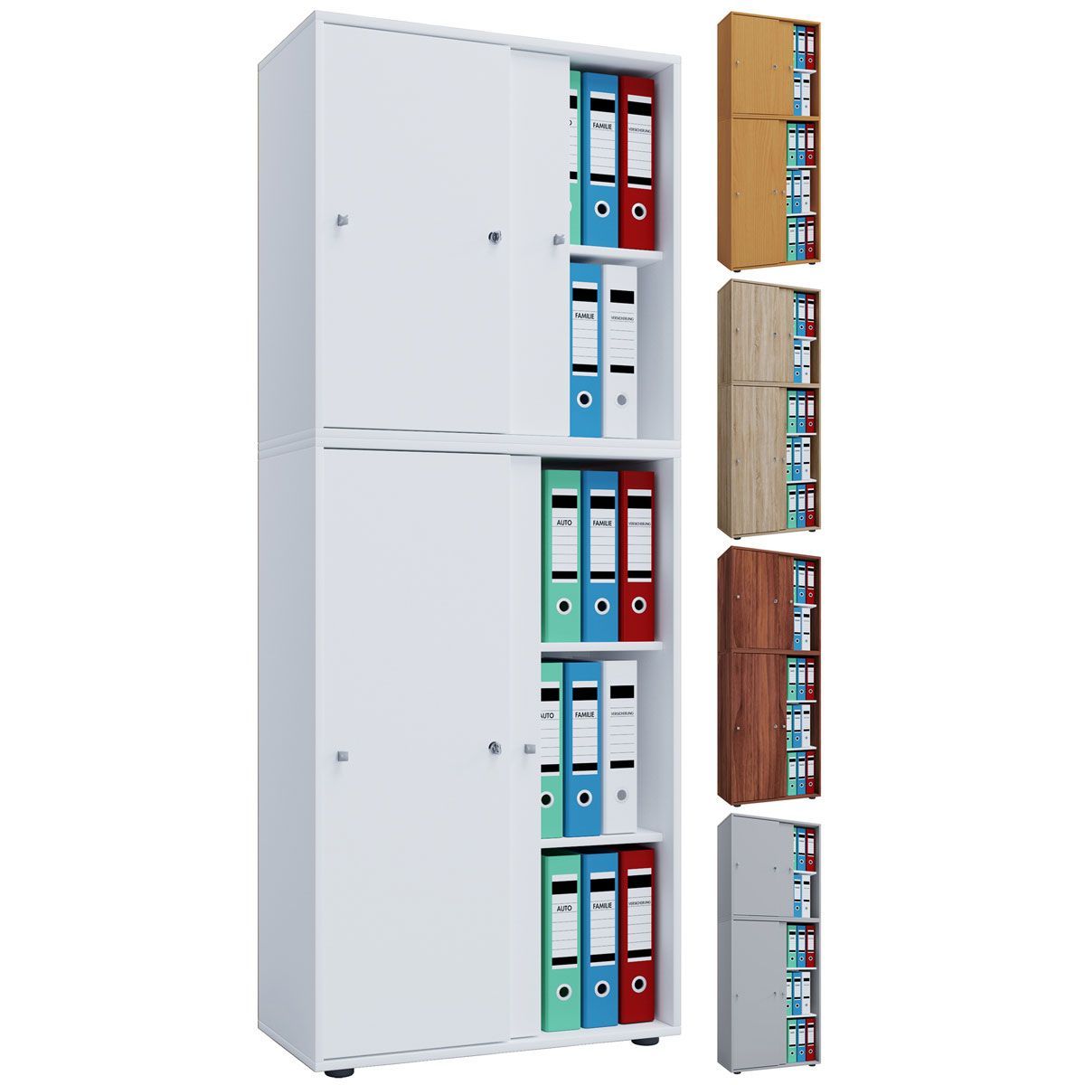 Büroschrank Lona XXL mit Schiebetüren grau Bild 3