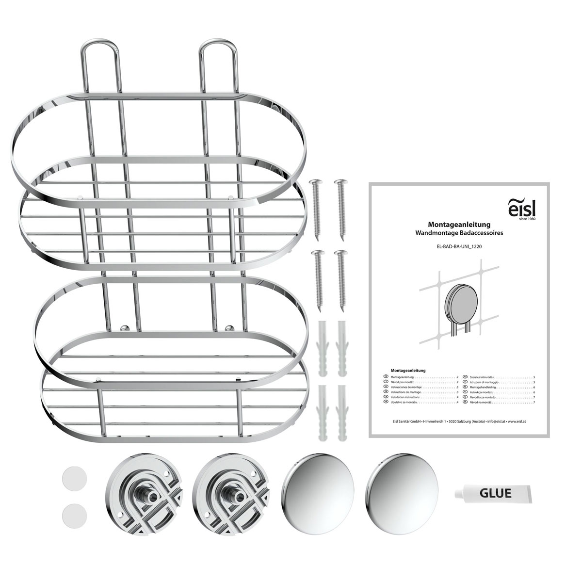 Schütte Dusch-Wandablage 2 Etagen Chrom zum Kleben oder Schrauben Bild 2