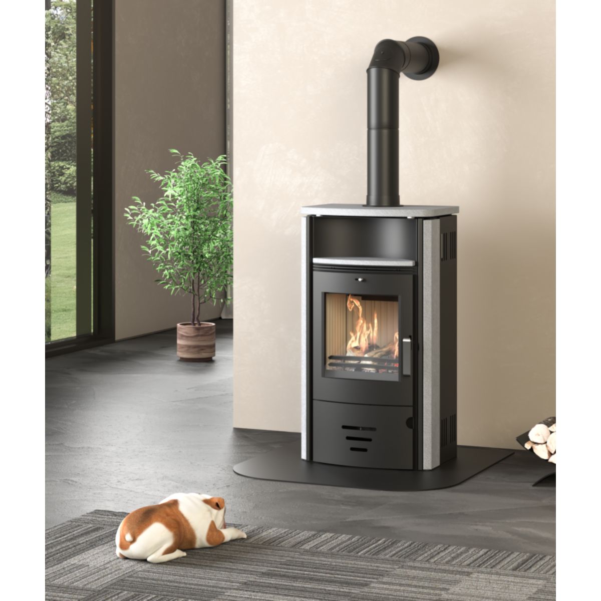 Kaminofen Stockholm 4.0 6,5kW GranitAnschl. oben 150mm Bild 6