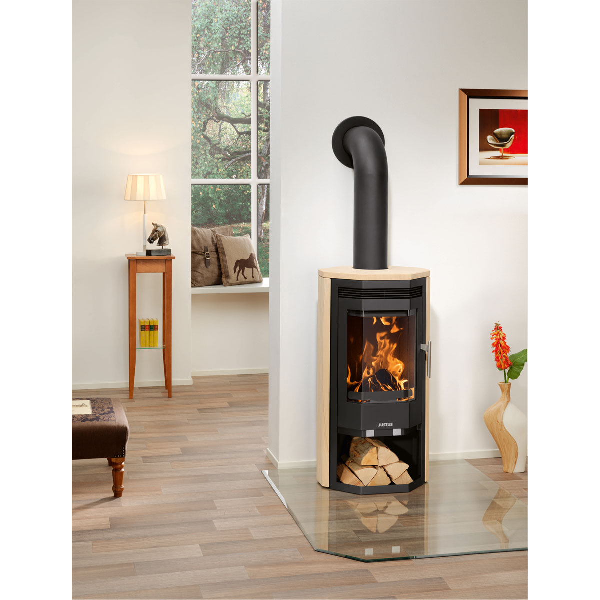 Kaminofen Usedom 5 Stahl SchwarzSandstein Bild 2