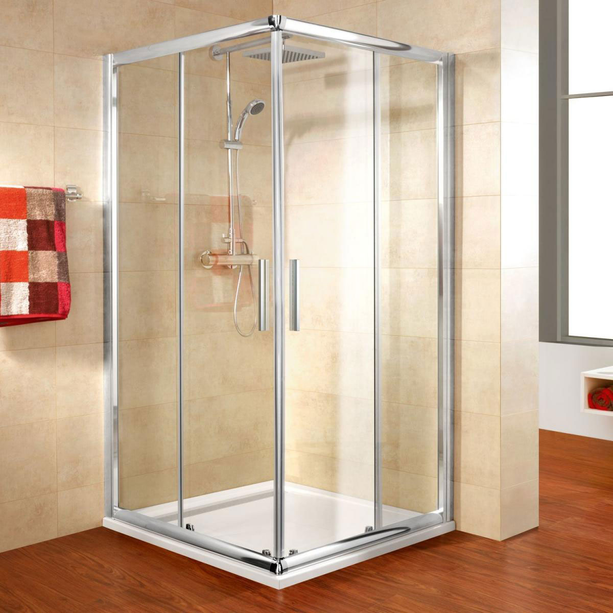 Schulte Eckeinstieg Kristall Trend 185 x 90 x 75 cm chrom klar