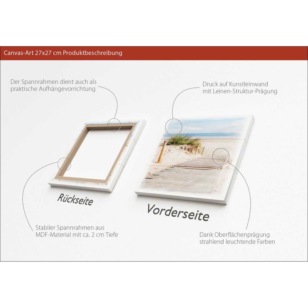 Canvas-Art Strand Art 30 x 30 cm Bild 3