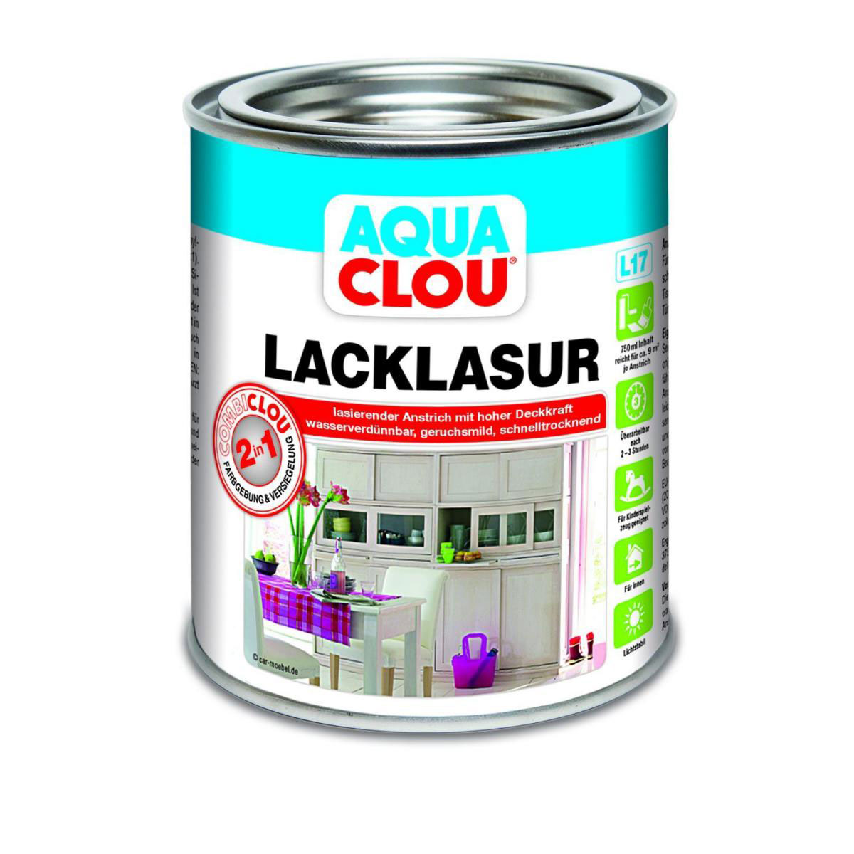 Clou L17 Aqua Lacklasur Kastanienbraun 750 ml