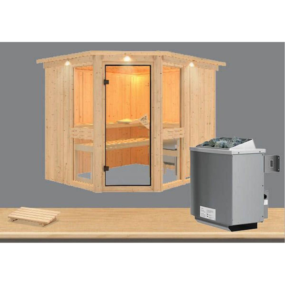 Karibu Amelia 3 Eckeinstieg 9 kW Ofen integr Strg mit Kranz Bild 3