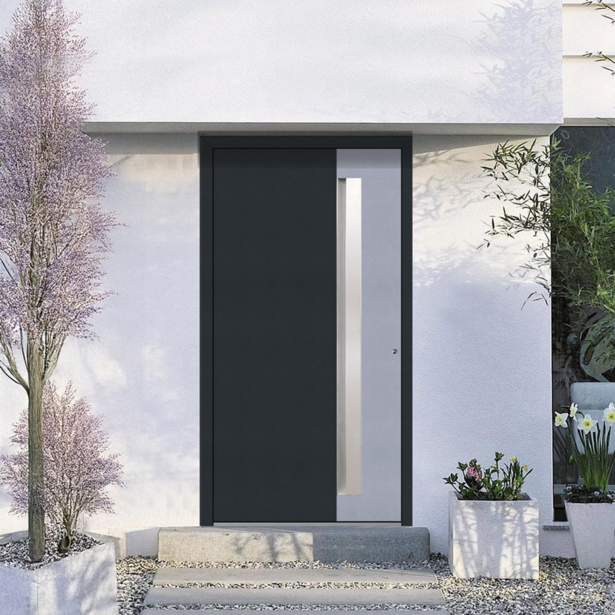 Schüco Aluminium Haustür 806 Bologna Excellent 1100 x 2100 mm RAL9016/7040/7016 DR