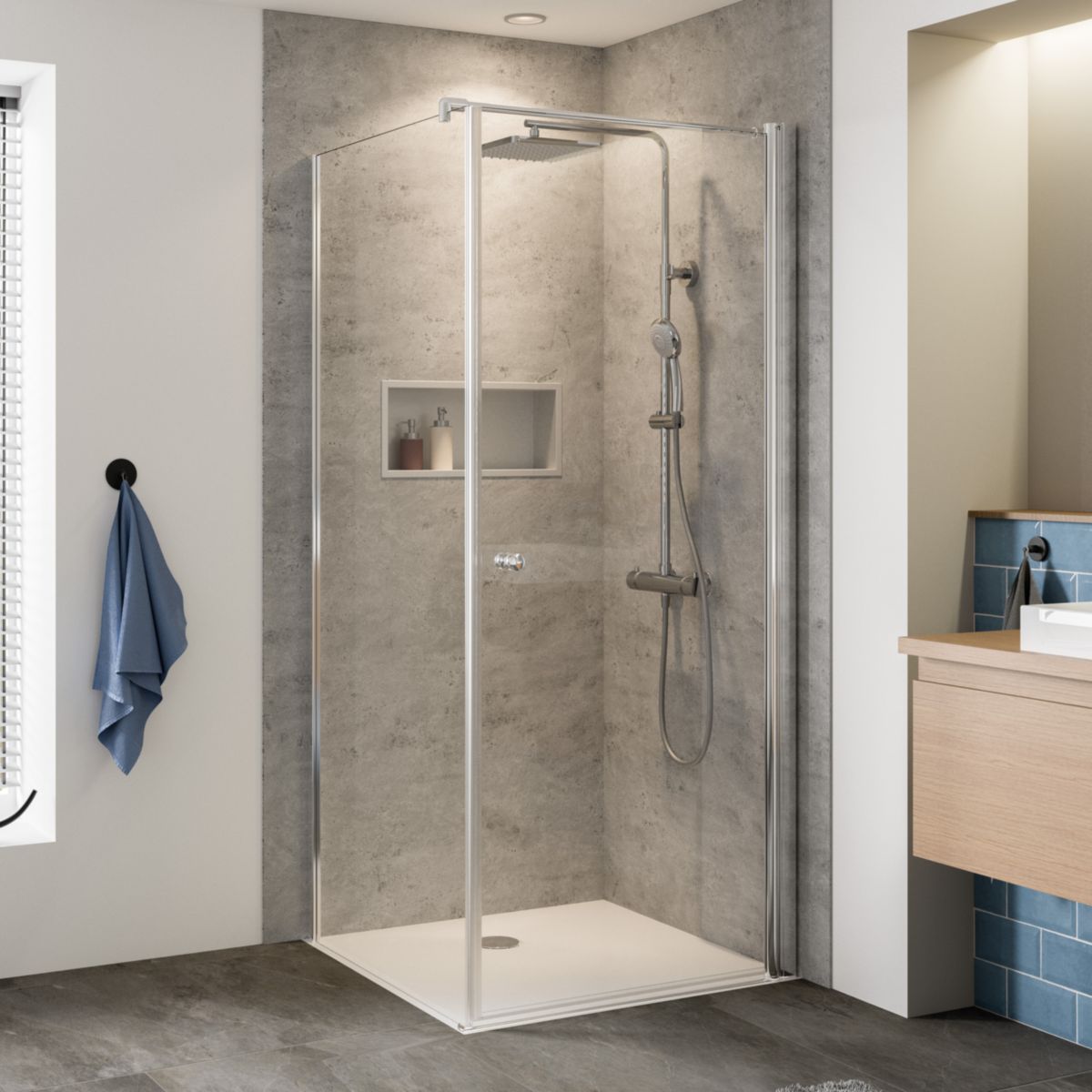 Breuer Aluminium-Tür Elana 8 für Seitenwand links 800 mm Klarglas mit Chrom-Effekt