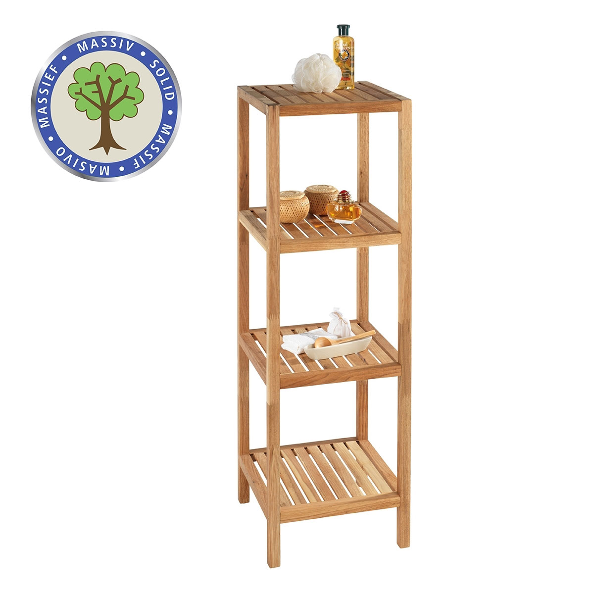 Wenko  Regal Norway mit 4 Böden Walnussholz massives Walnussholz Bild 1