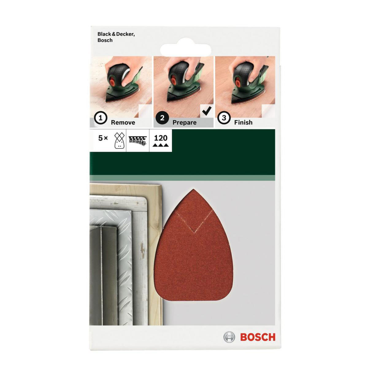 Bosch  DIY Multischleifblatt 9,5 x 13,5 cm G120 Klett 5 Stück Bild 2