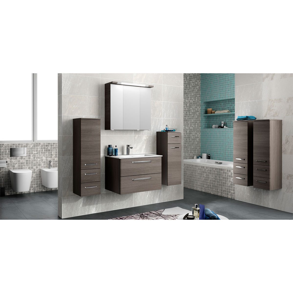 Pelipal Midischrank Trentino grau 30 x 109 x 33 cm Bild 3