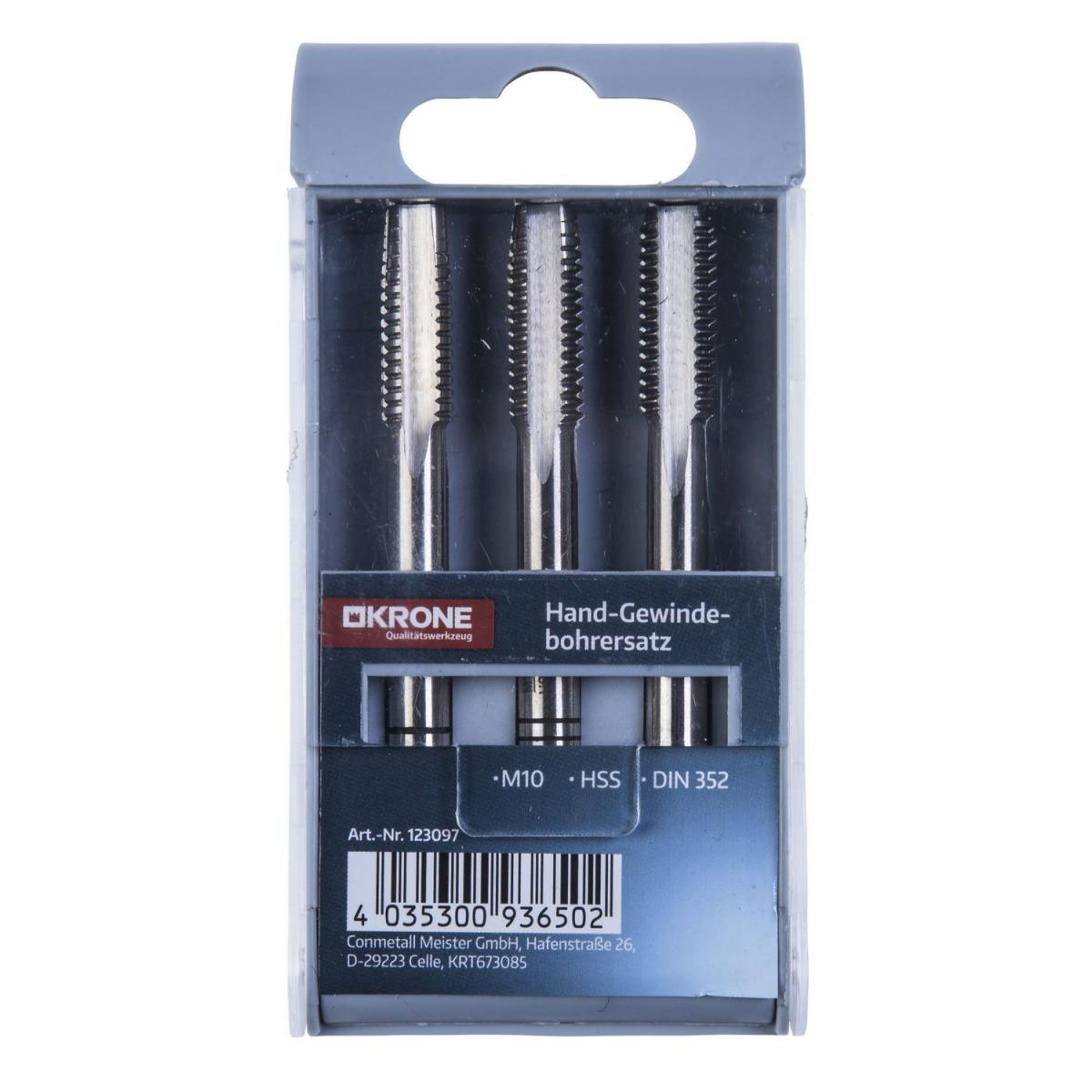 Krone Gewindebohrer-Satz HSS M10 3-teilig Bild 2