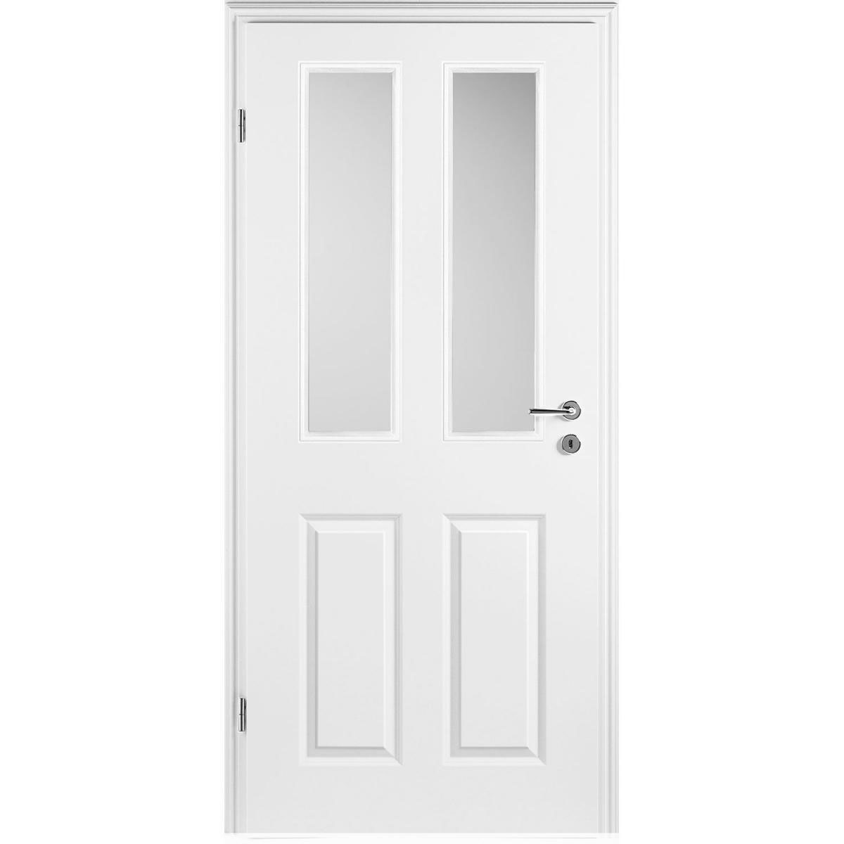 Borne Zimmertür Klassik Weißlack mit Lichtausschnitt 86 x 198,5 cm DIN links