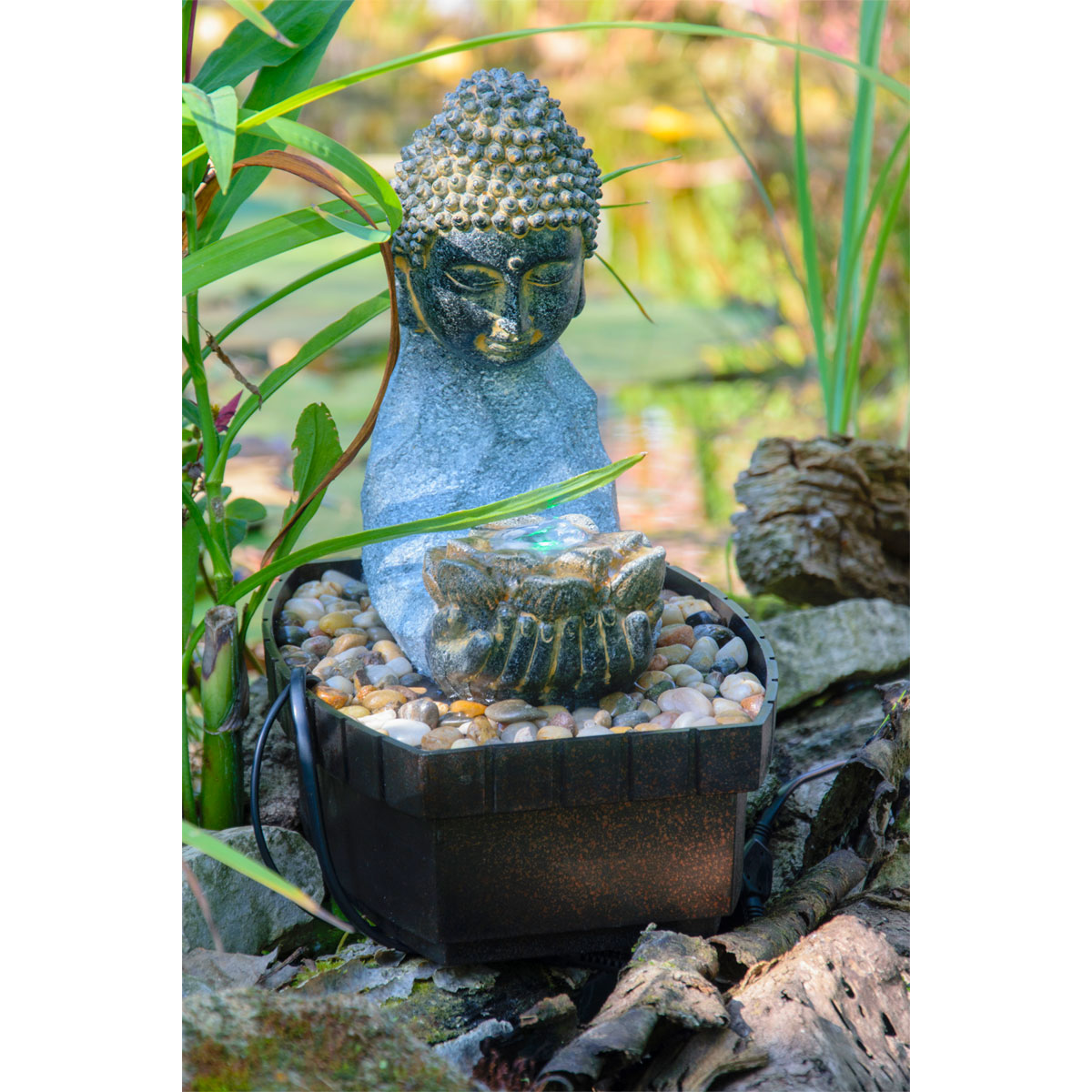 dobar Zimmerbrunnen mit Buddha 20,5 x 27 x 16,5 cm grau-schwarz Bild 6