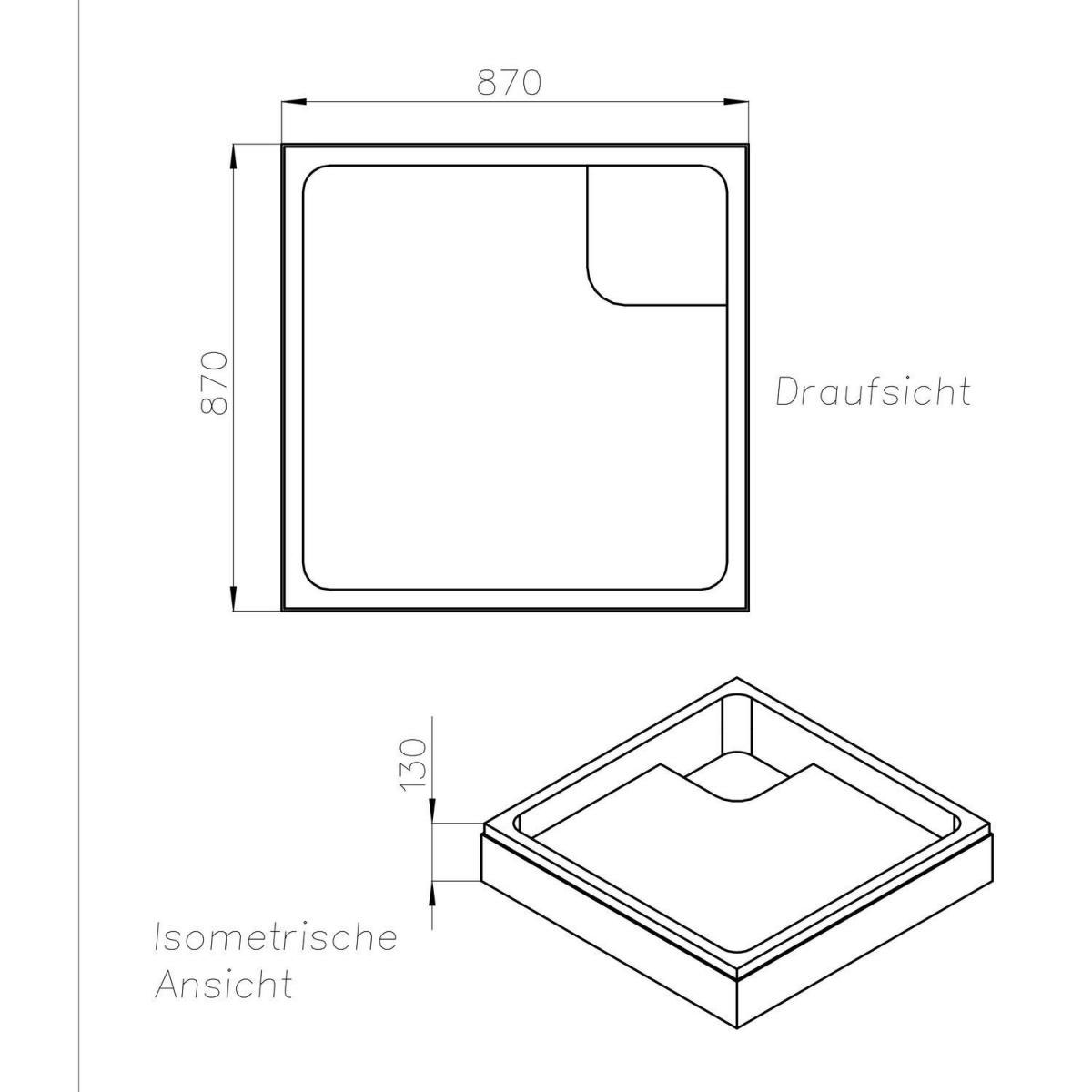 Ottofond Komplettset Duschwanne quadratisch 80 x 80 cm weiß mit Träger und Ablaufgarnitur Bild 5