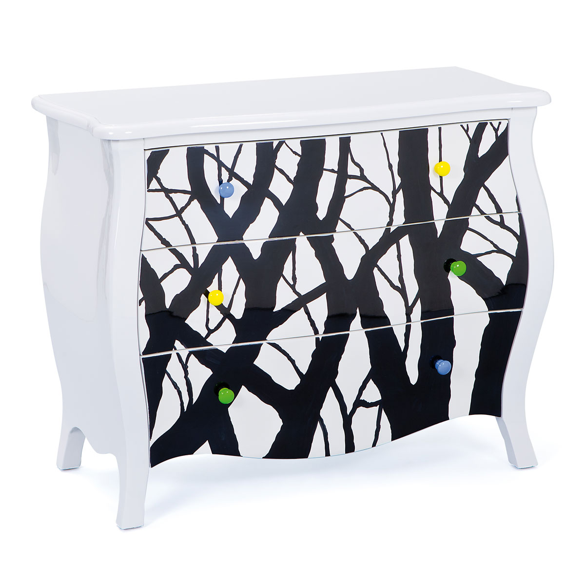 Inter Link Kommode „Alisha“, weiß schwarz, 95x77x43,5 cm Bild 1