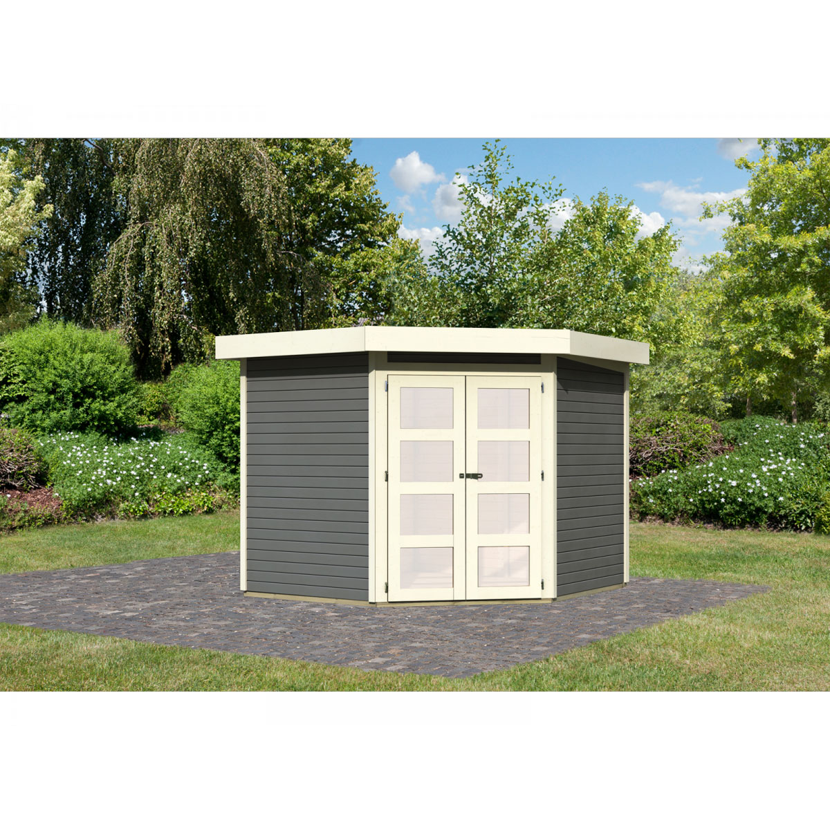 Karibu Gerätehaus Goldendorf 5 19 mm 246 x 242 x 218 cm grau