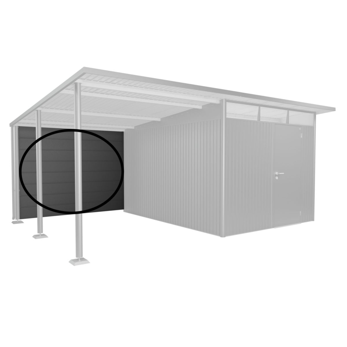 Biohort Rückwand für Seitendach GHA Gr. L dunkelgrau-metallic