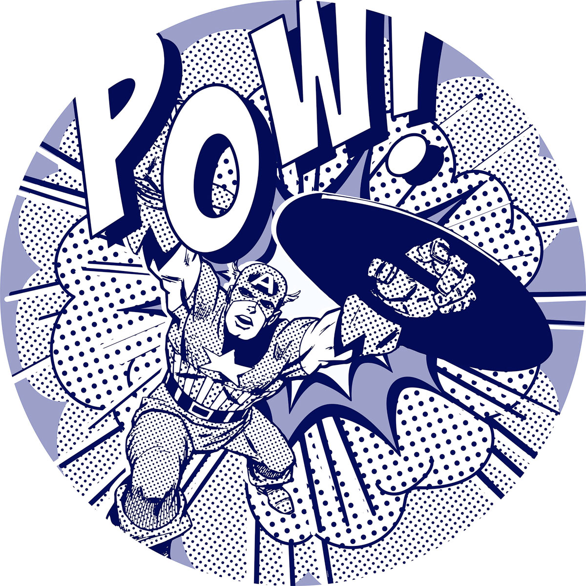 Komar  Selbstklebende Vlies Fototapete rund Captian America Pow Durchmesser 125 cm Bild 2