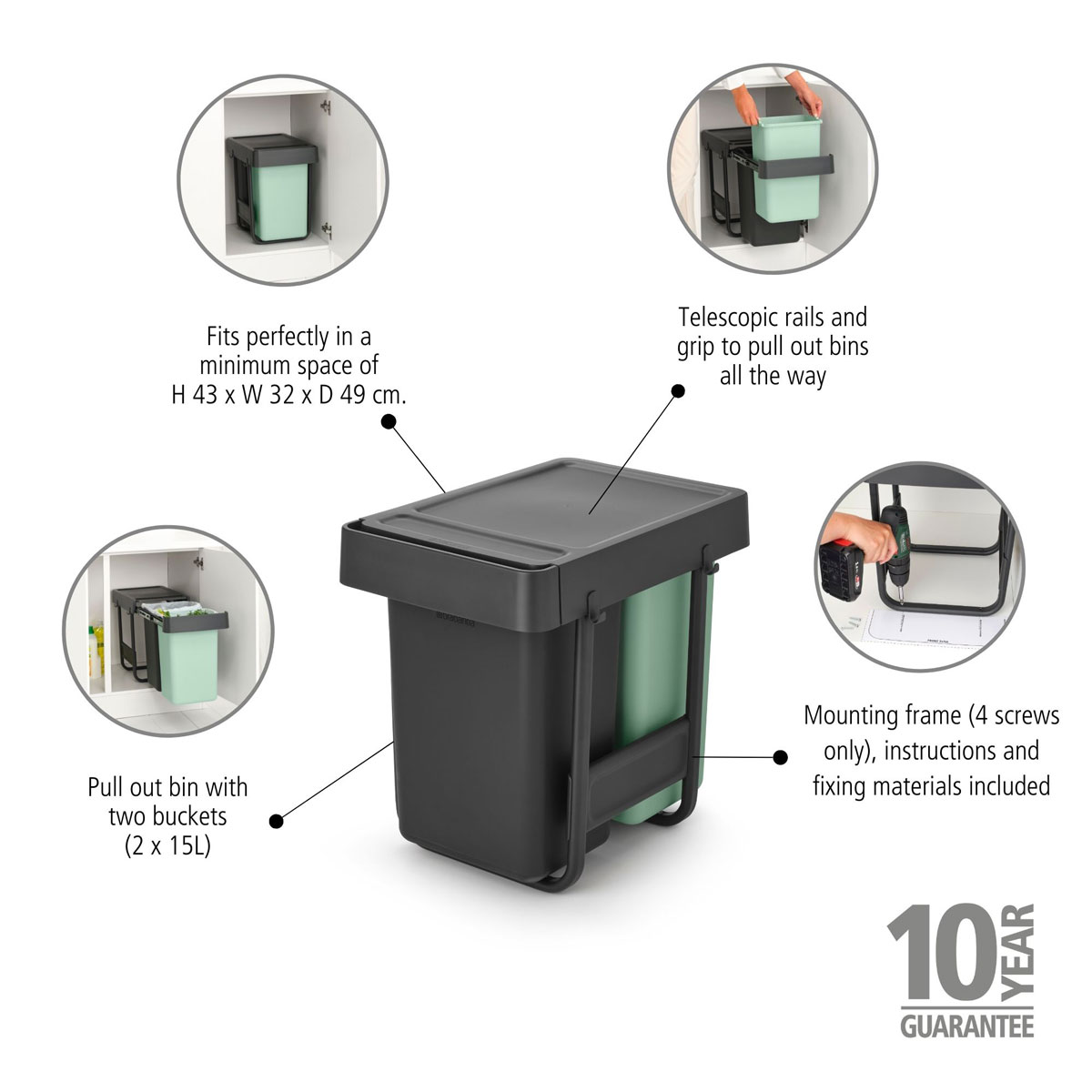 Einbaumülleimer Sort & Go 2 x 15L Bild 8