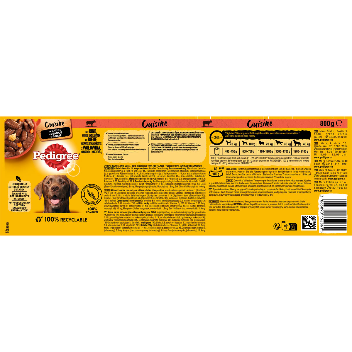 Pedigree Nassfutter Cuisine in Sauce Rind 800 g Bild 4