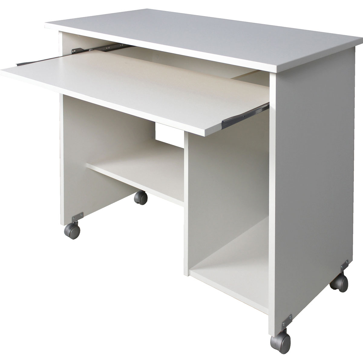 Computertisch Work mit Laufrollen und Tastaturauszug 90 x 72 x 48 cm weiß Bild 2