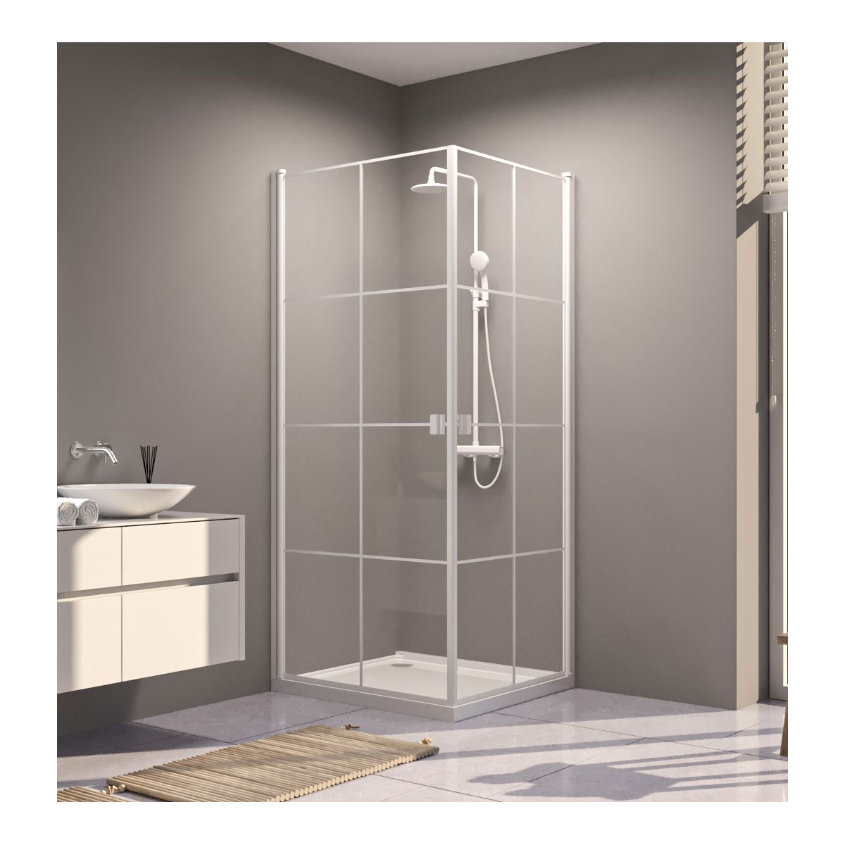 Aurlane Glasdusche White Galaxy eckig 90 x 200 x 90 cm Bild 3